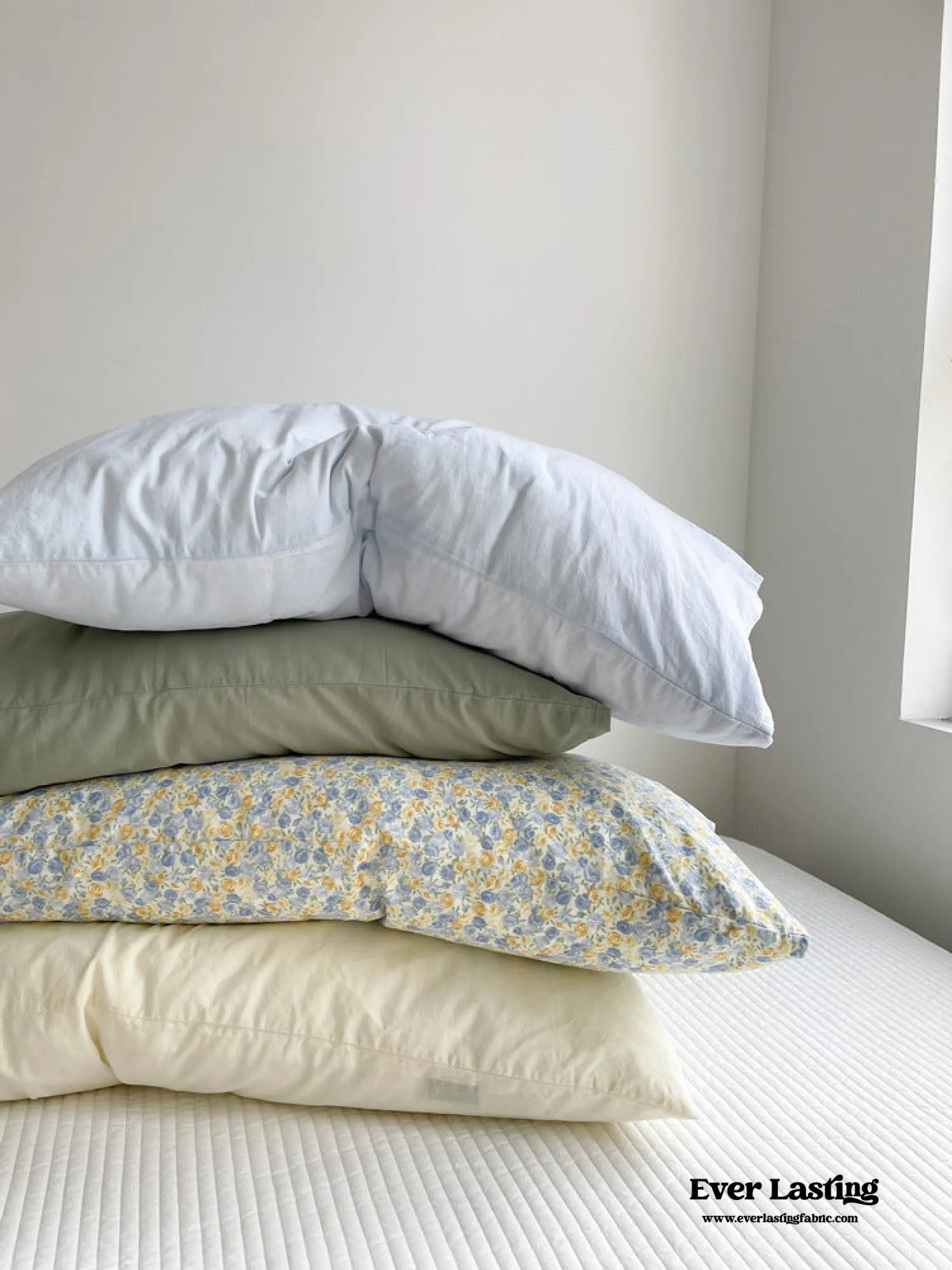 Assorted Washed Cotton Pillowcases / Teddy White