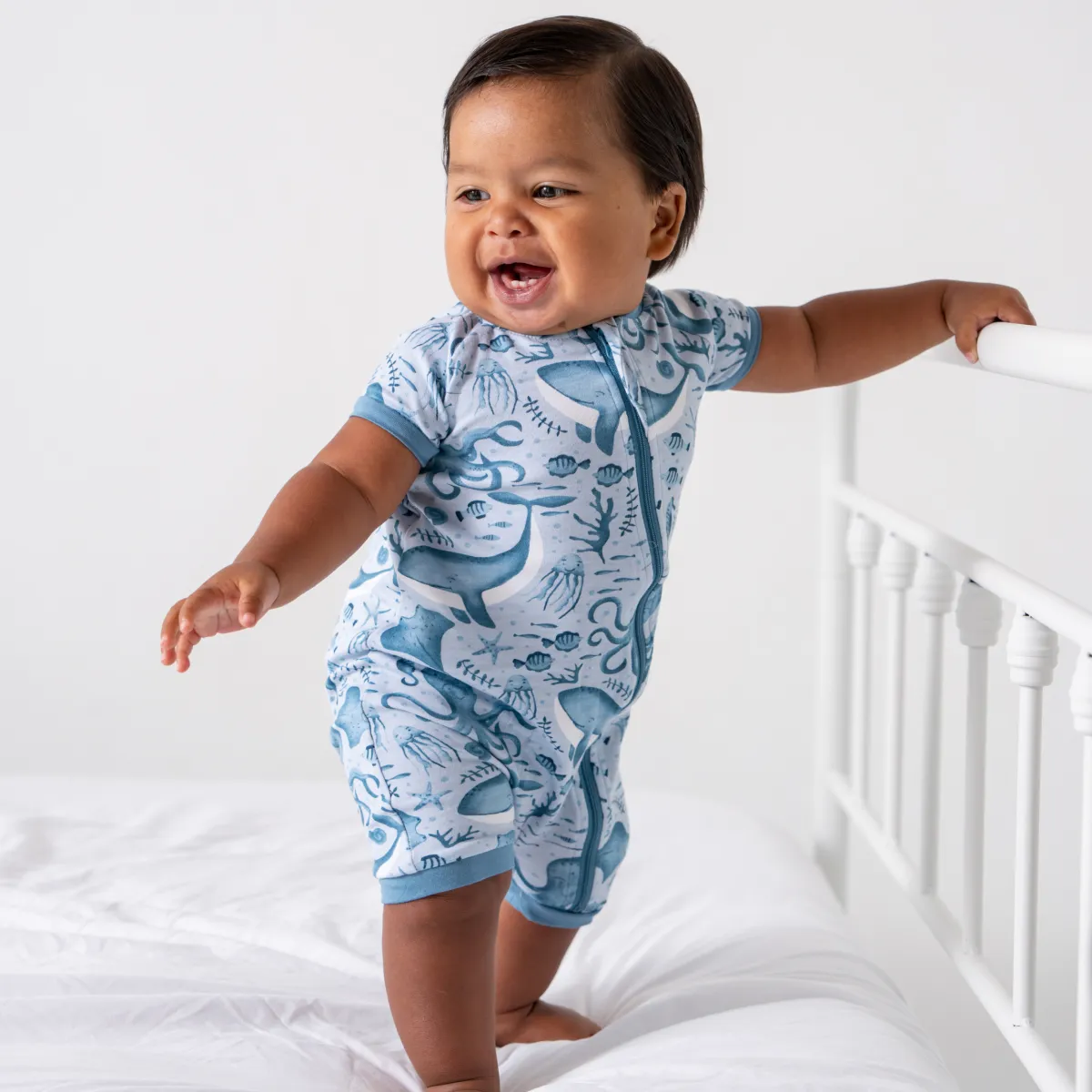 Baby Short-Sleeve Bamboo Romper - Under The Sea