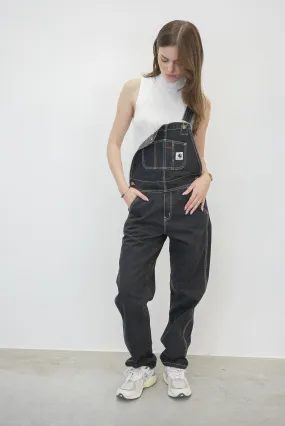 BIB OVERALL STRAIGHT IN BLACK STONE WASHED