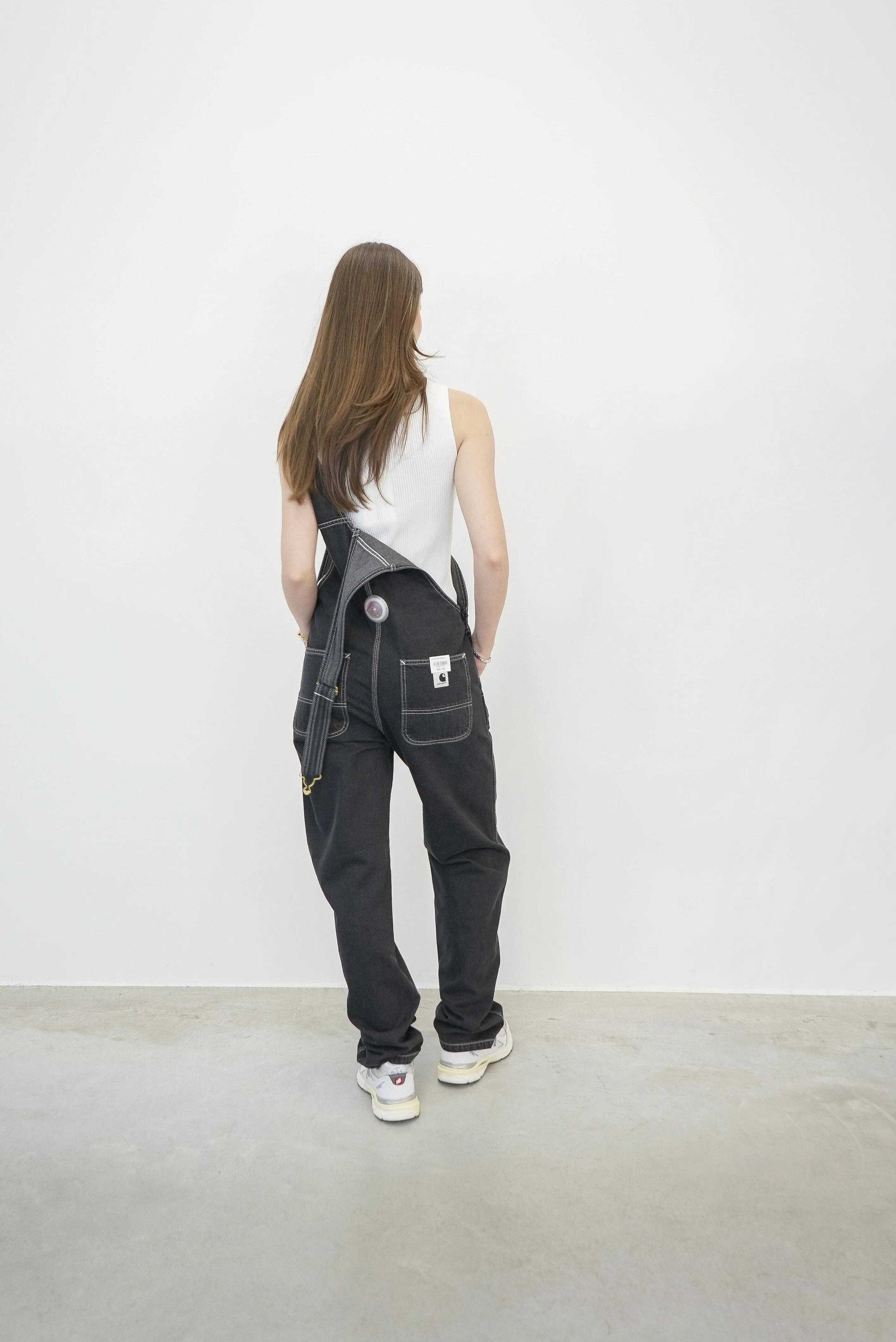 BIB OVERALL STRAIGHT IN BLACK STONE WASHED