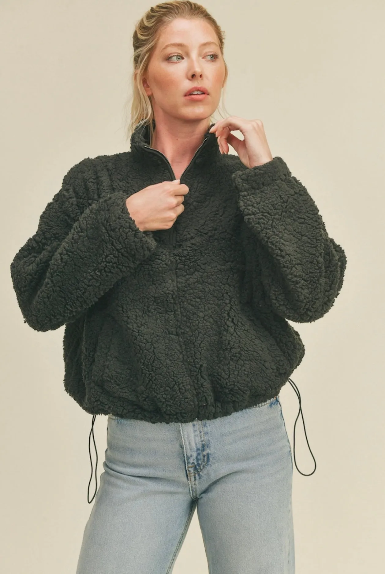 Black Half-Zip Pullover Soft Fleece