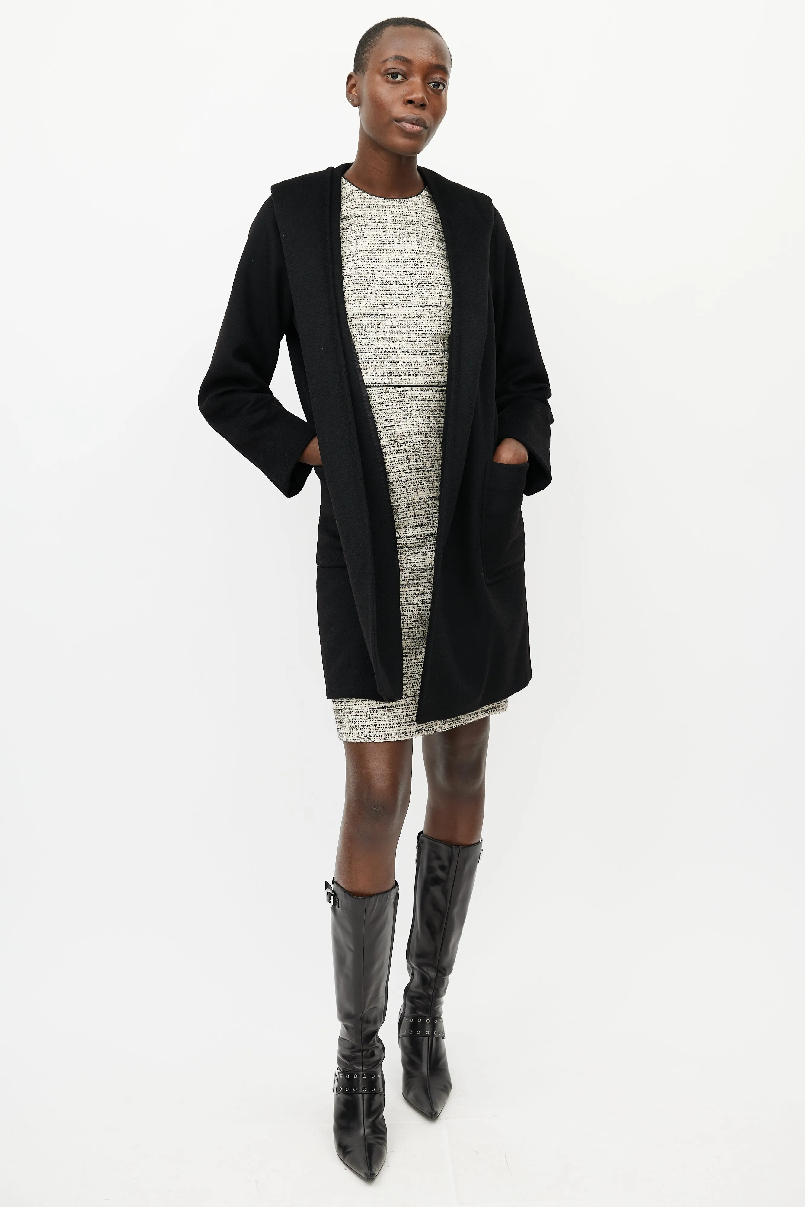 Black Hooded Cashmere Coat
