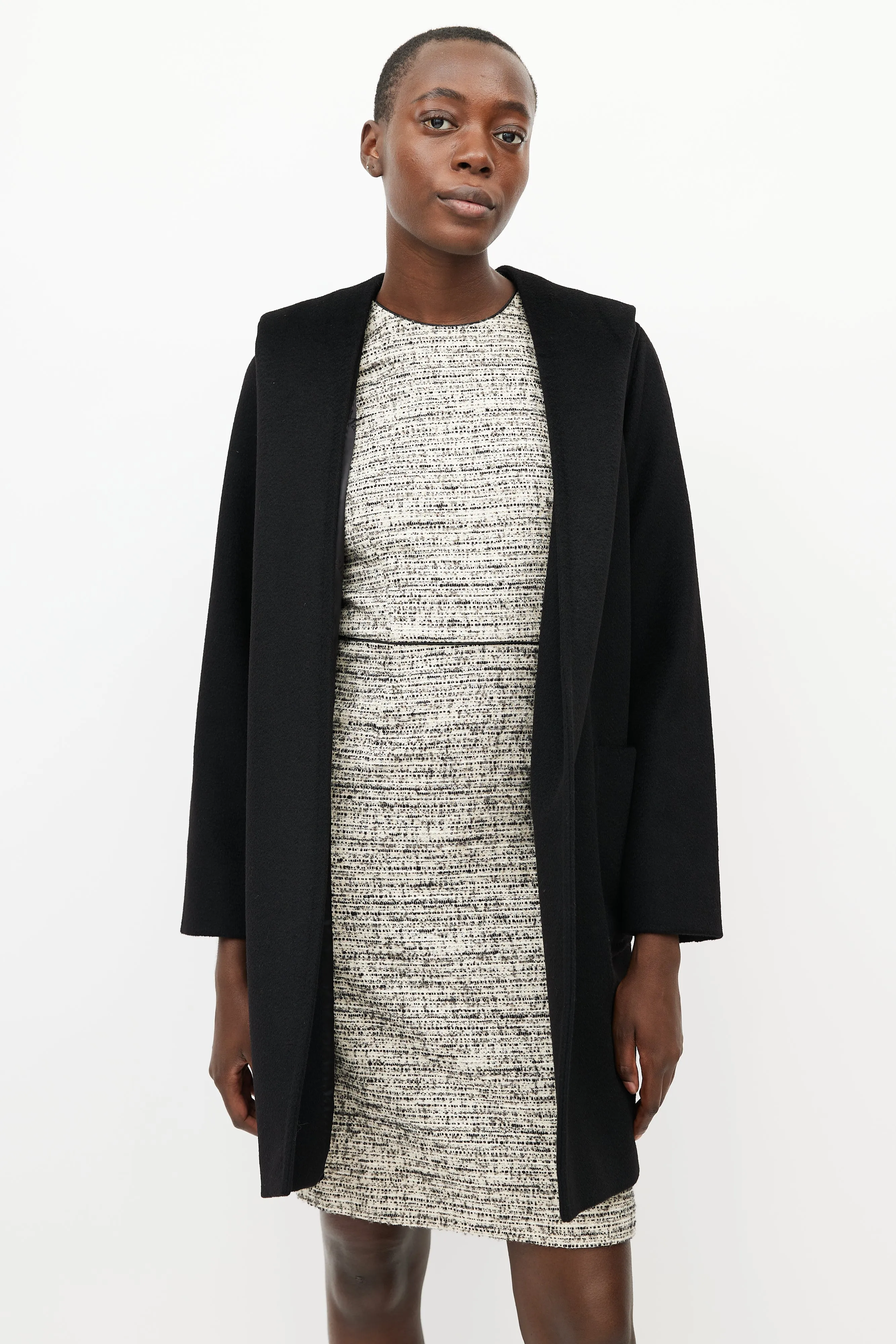 Black Hooded Cashmere Coat