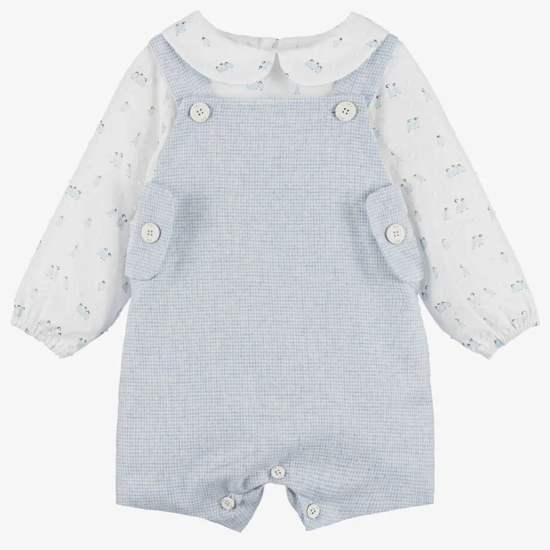 Blue Check Overall Set