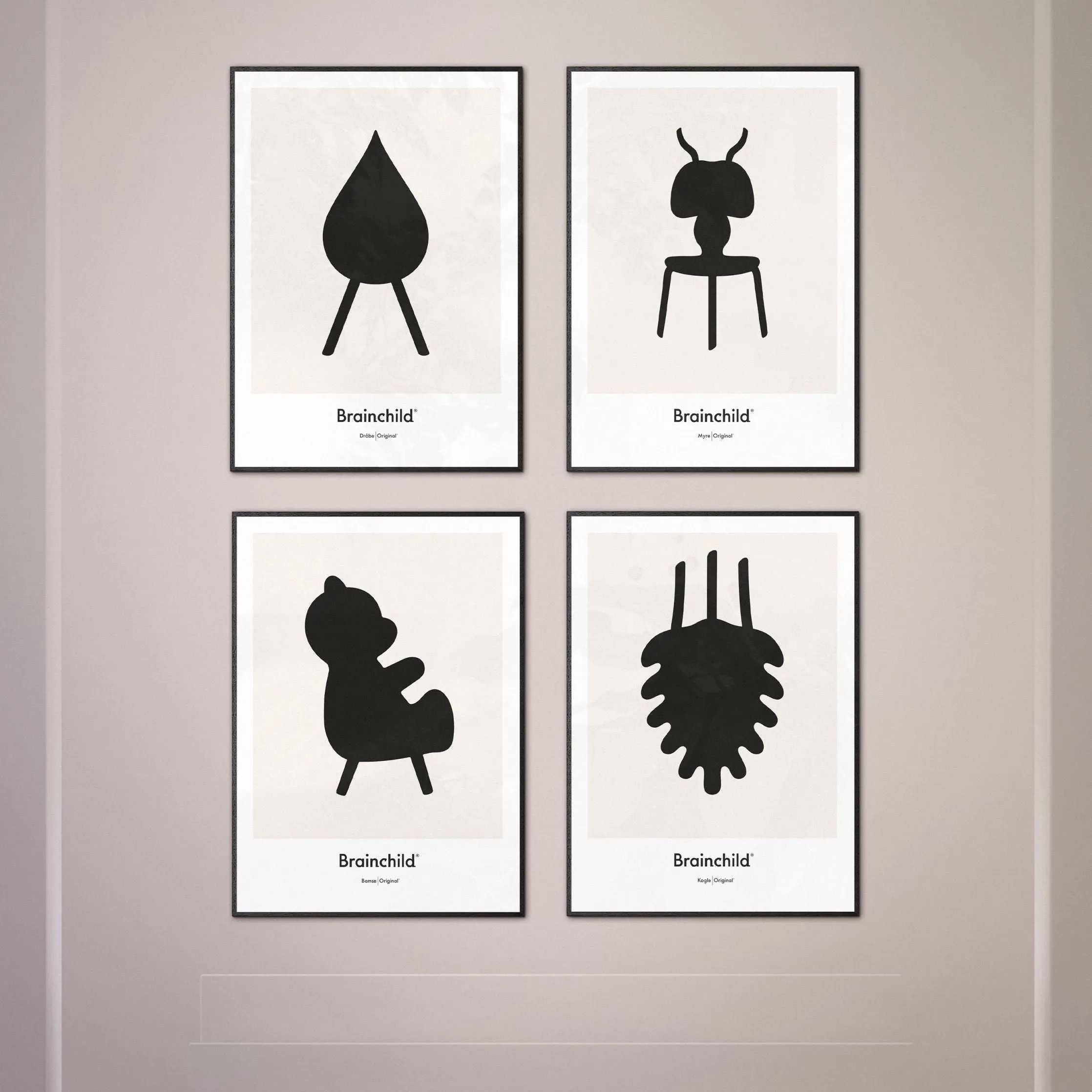 Brainchild Teddy Bear Design Icon Poster Without Frame 70 X100 Cm, Grey