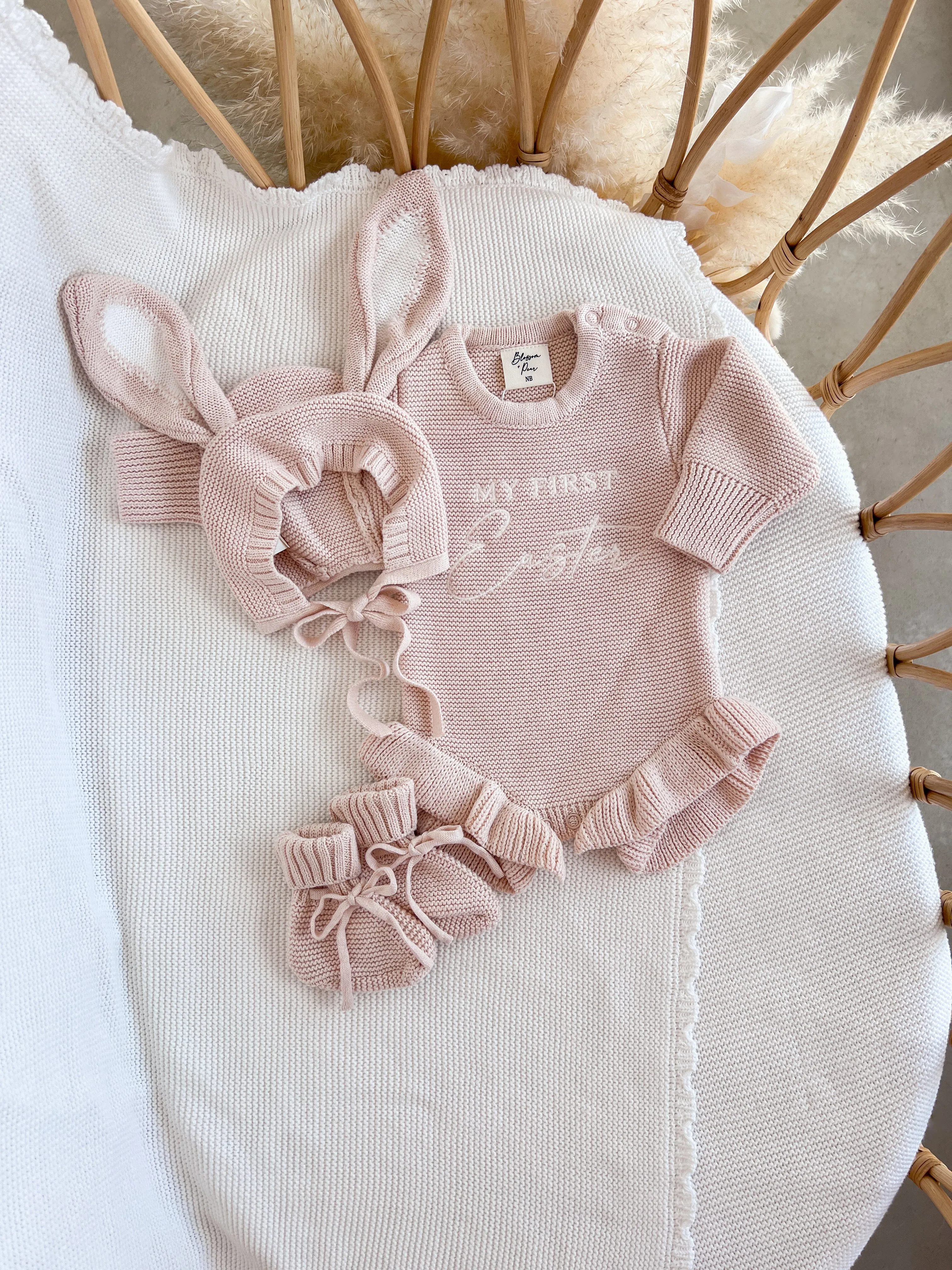 Bunny Ear Knit Bonnet - Pink Lemonade