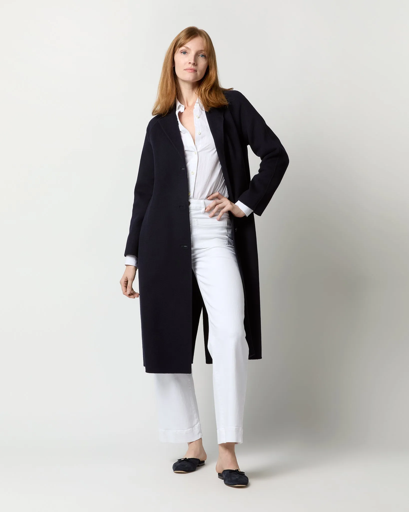 Caterina Coat in Navy Double-Faced Melton