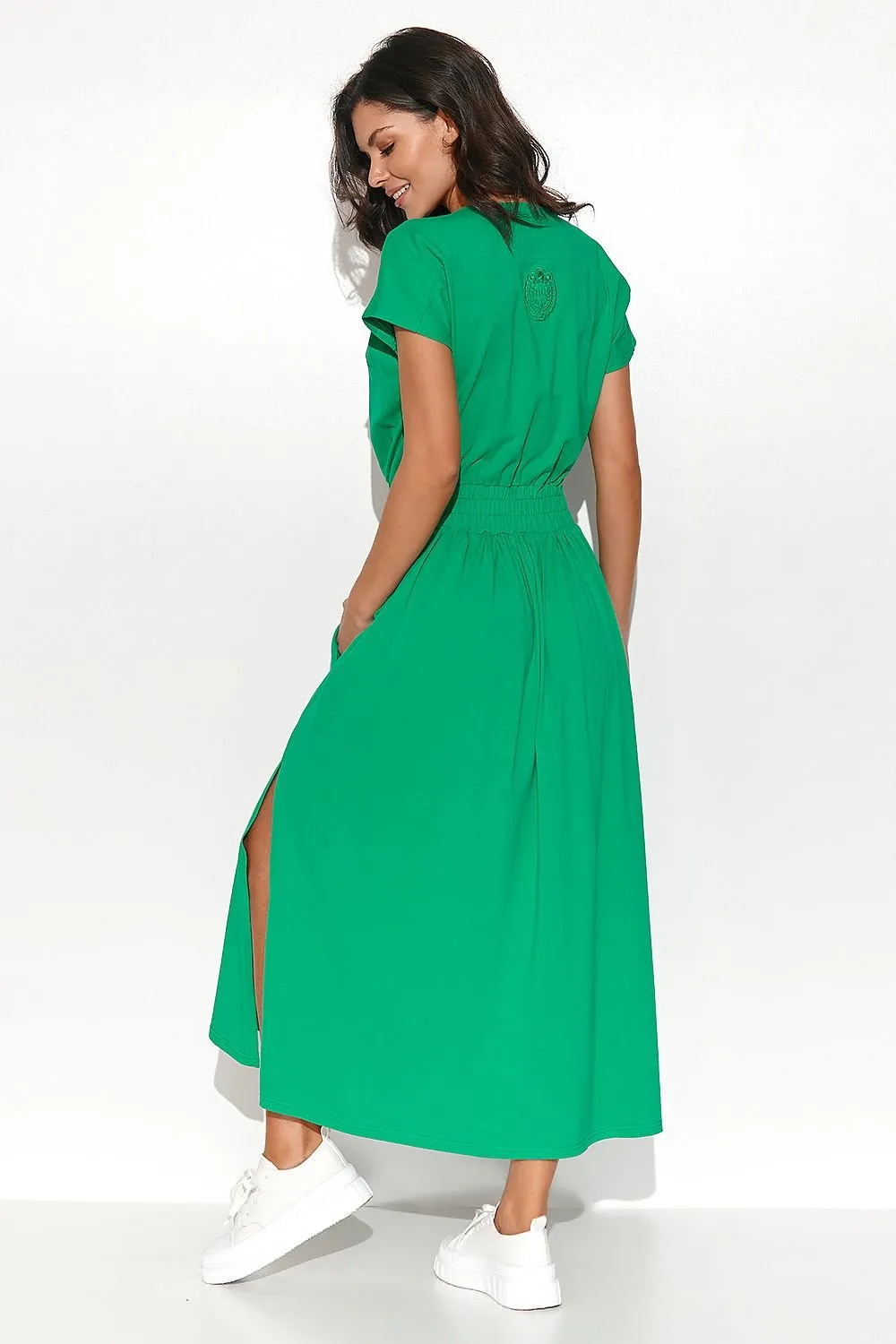 Chic Asymmetrical Knit Daydress with Elegant Draping