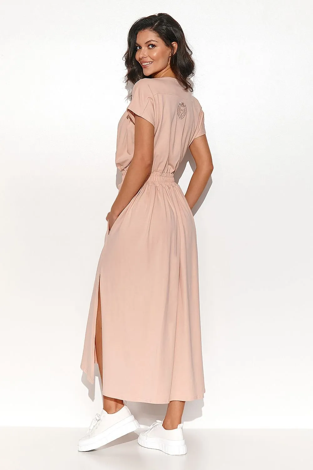 Chic Asymmetrical Knit Daydress with Elegant Draping