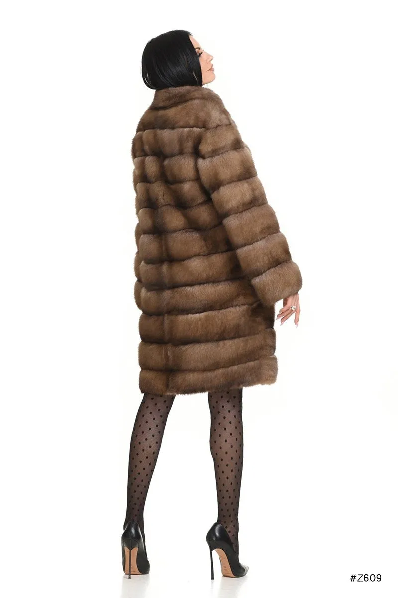 Classic sable coat with stand up collar
