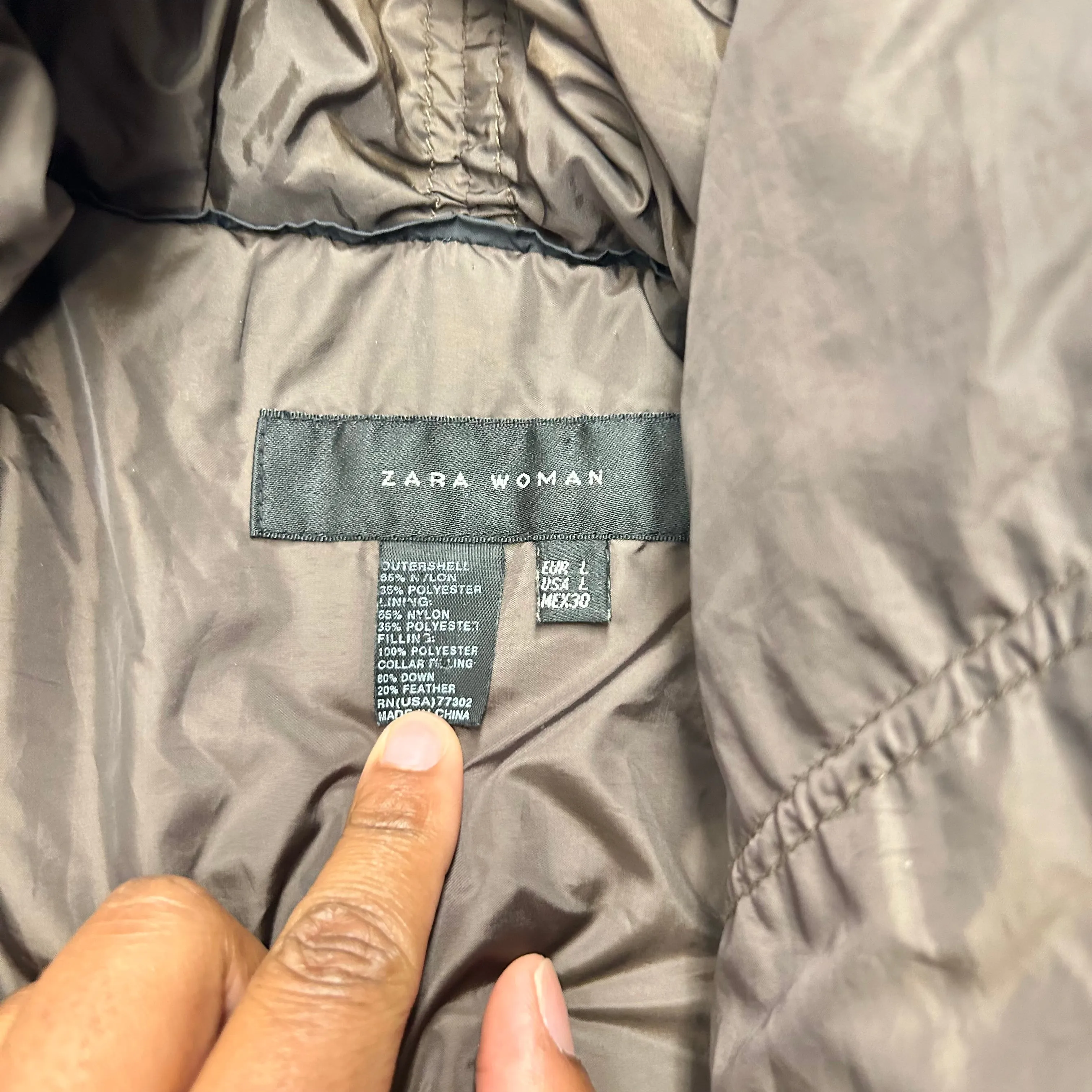 Coat Puffer & Quilted By Zara In Brown, Size: L