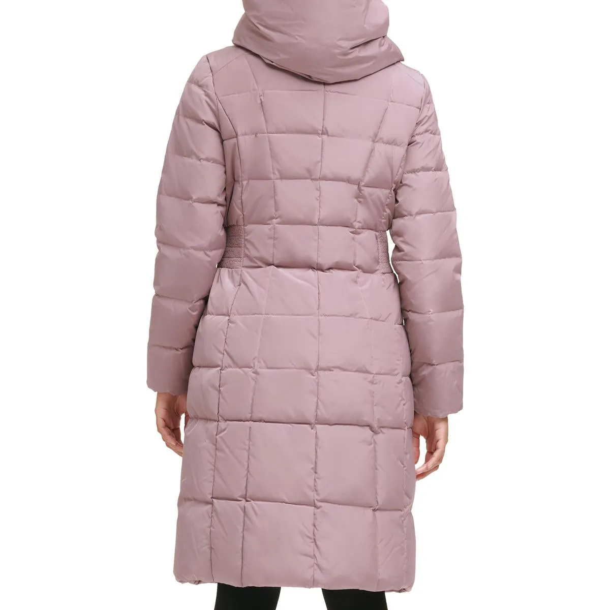 Cole Haan Women's Quilted Mid-Length Down Puffer Coat with Attached Hood