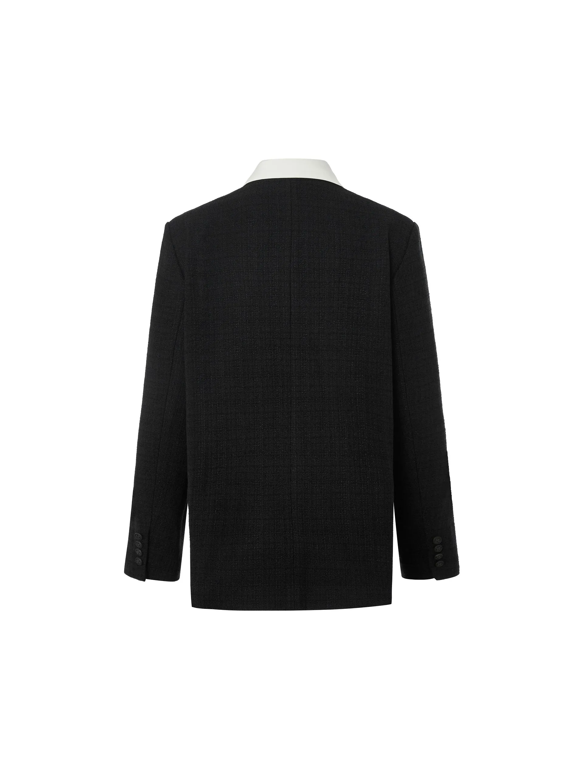 Contrast Lapel Collar Coat