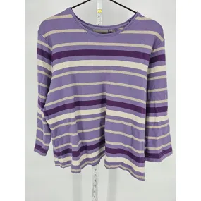 Croft & Barrow Womens Sz XL 3/4 Sleeve T Shirt Purple Striped