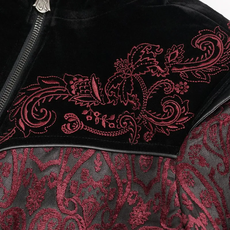 CT20502 Black and Red Jacquard Embroidered Jacket