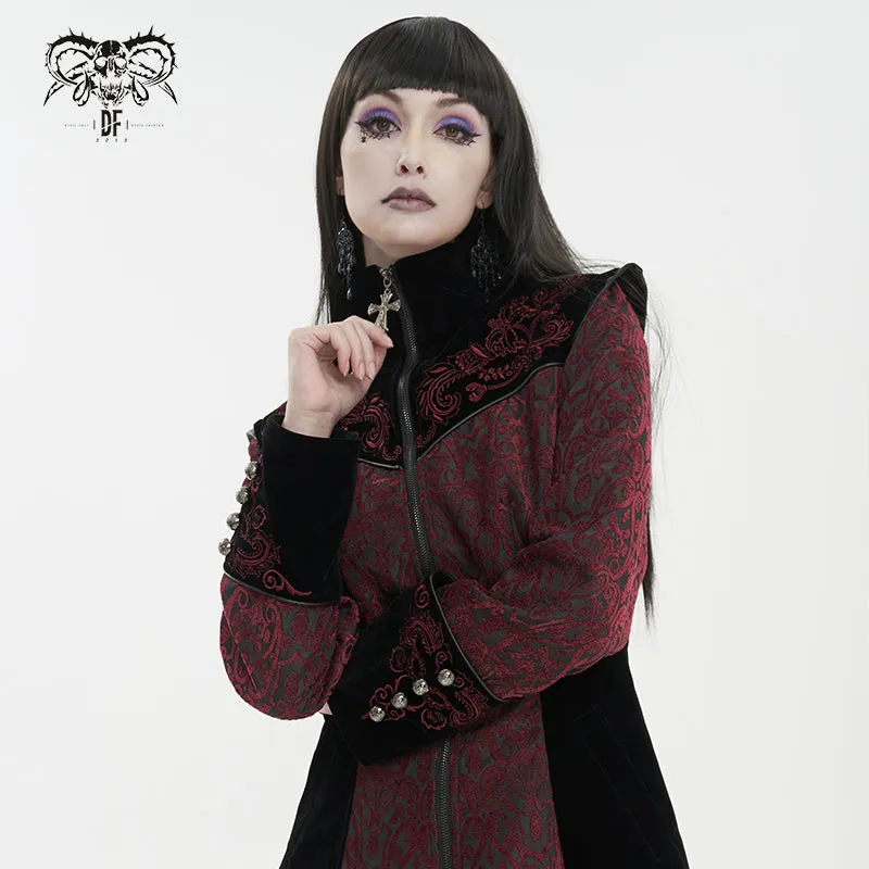 CT20502 Black and Red Jacquard Embroidered Jacket