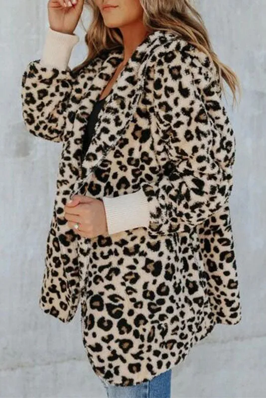 elveswallet Bold Choices Brown Leopard Teddy Coat