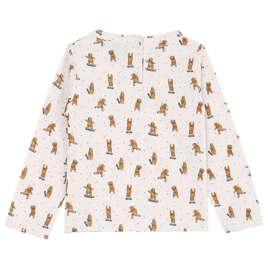 Emile et Ida Tee Shirt Organic Cotton Ecru Ourson
