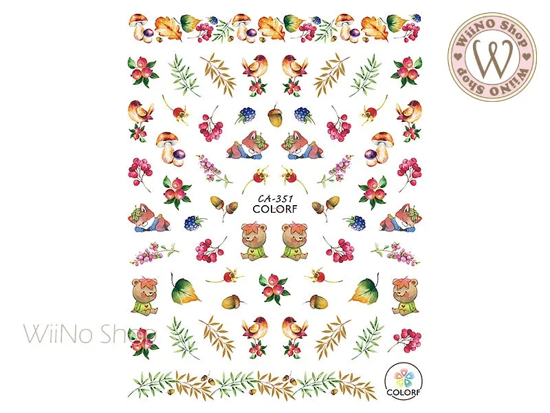 Fall Forest Adhesive Nail Art Sticker - 1 pc (CA-351)