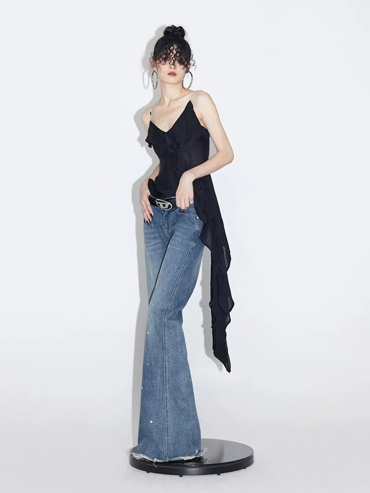 Flared wide-leg jeans