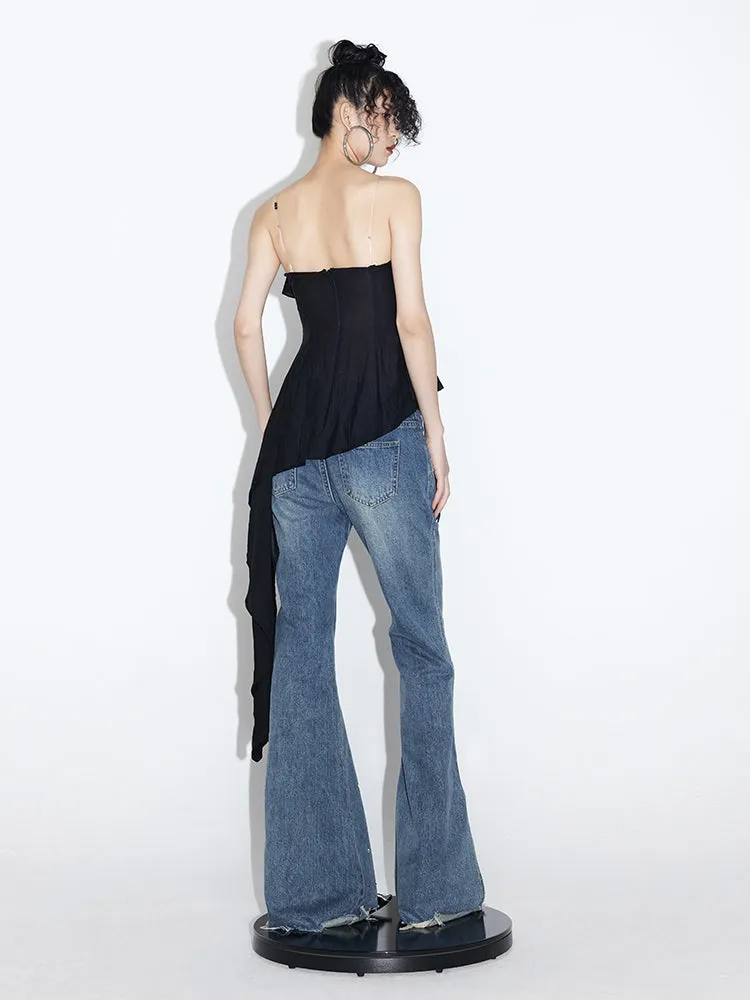 Flared wide-leg jeans