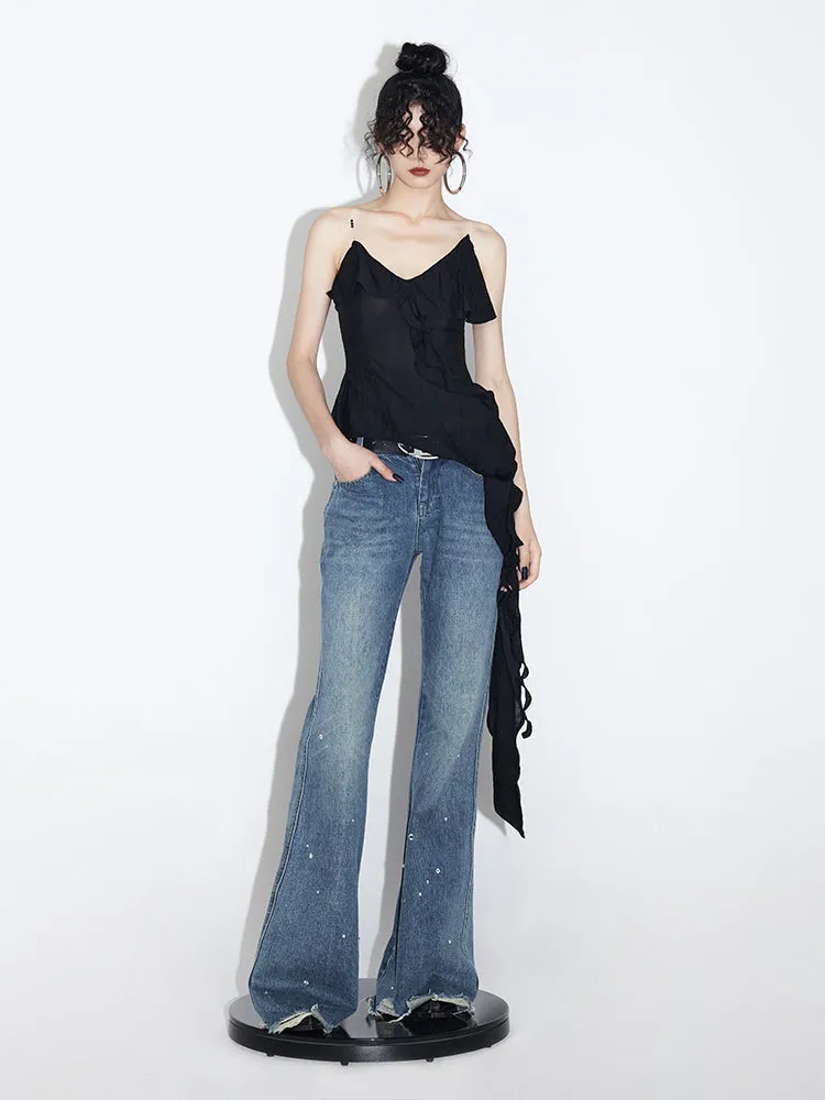 Flared wide-leg jeans