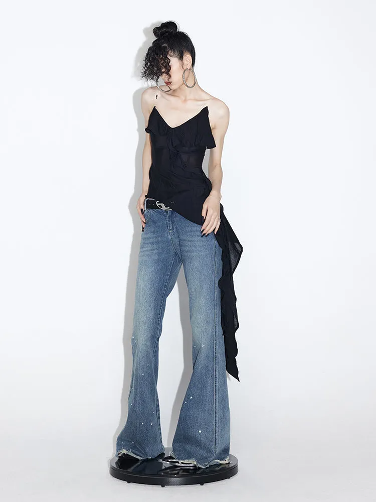Flared wide-leg jeans