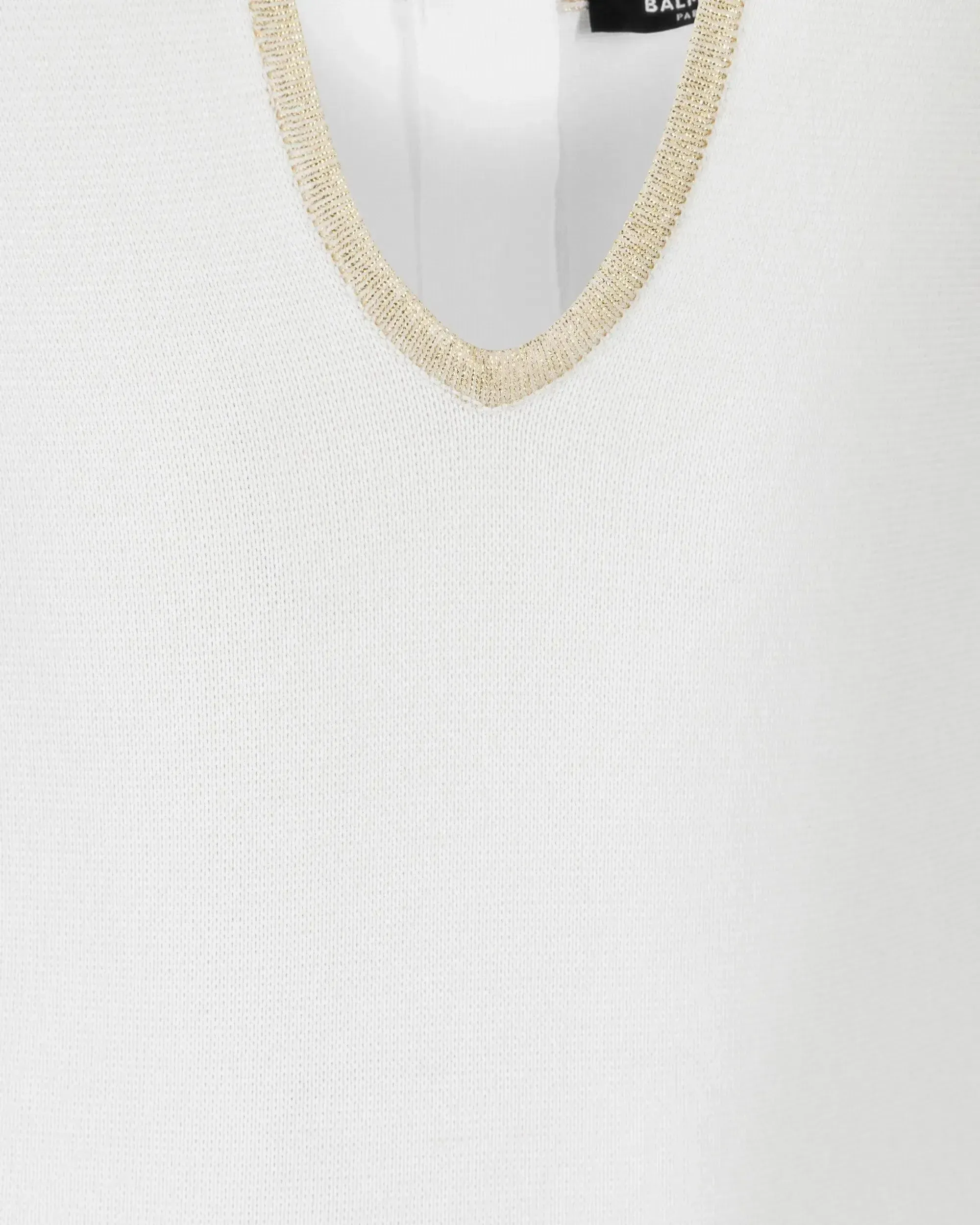 Gold Trimmed Halterneck Knit Short Dress