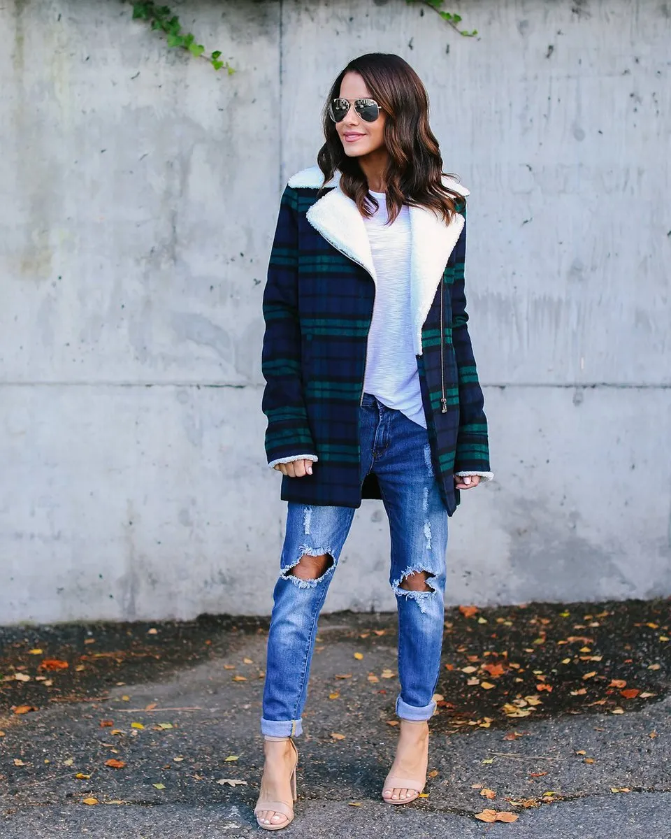 Gorgeous Checked Winter Coat Tops