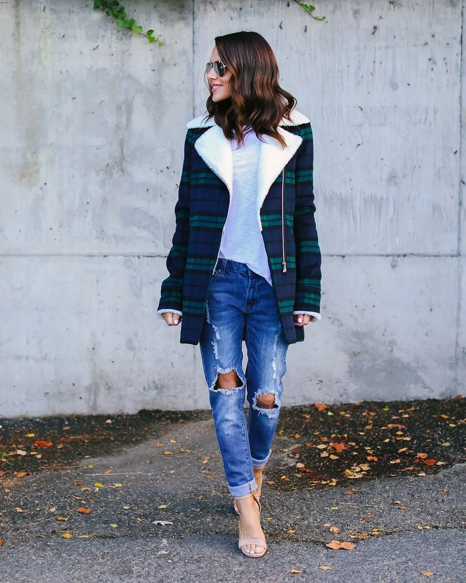 Gorgeous Checked Winter Coat Tops