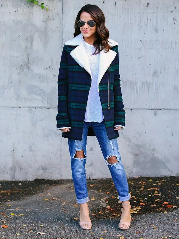 Gorgeous Checked Winter Coat Tops