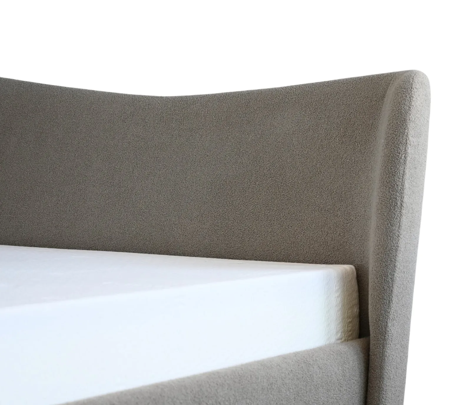 Harlow Upholstered Bed w/ Lift-Storage - Putty Teddy Fabric
