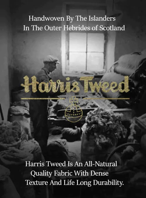 Harris Tweed Charcoal Chevron Pea Coat