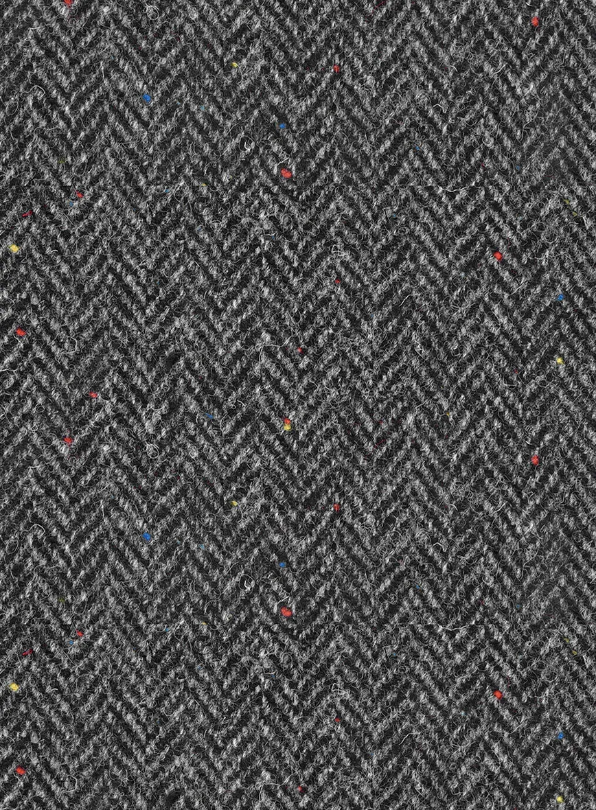 Harris Tweed Charcoal Chevron Pea Coat