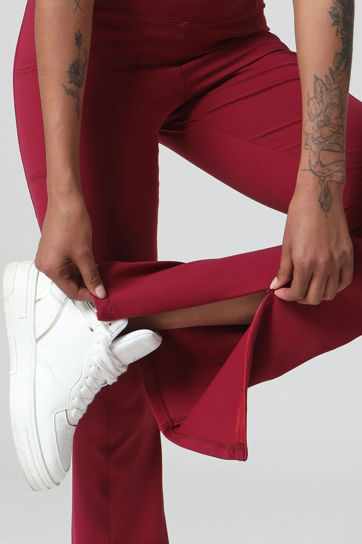 High-Waist Split Bootcut Leggings with Pockets