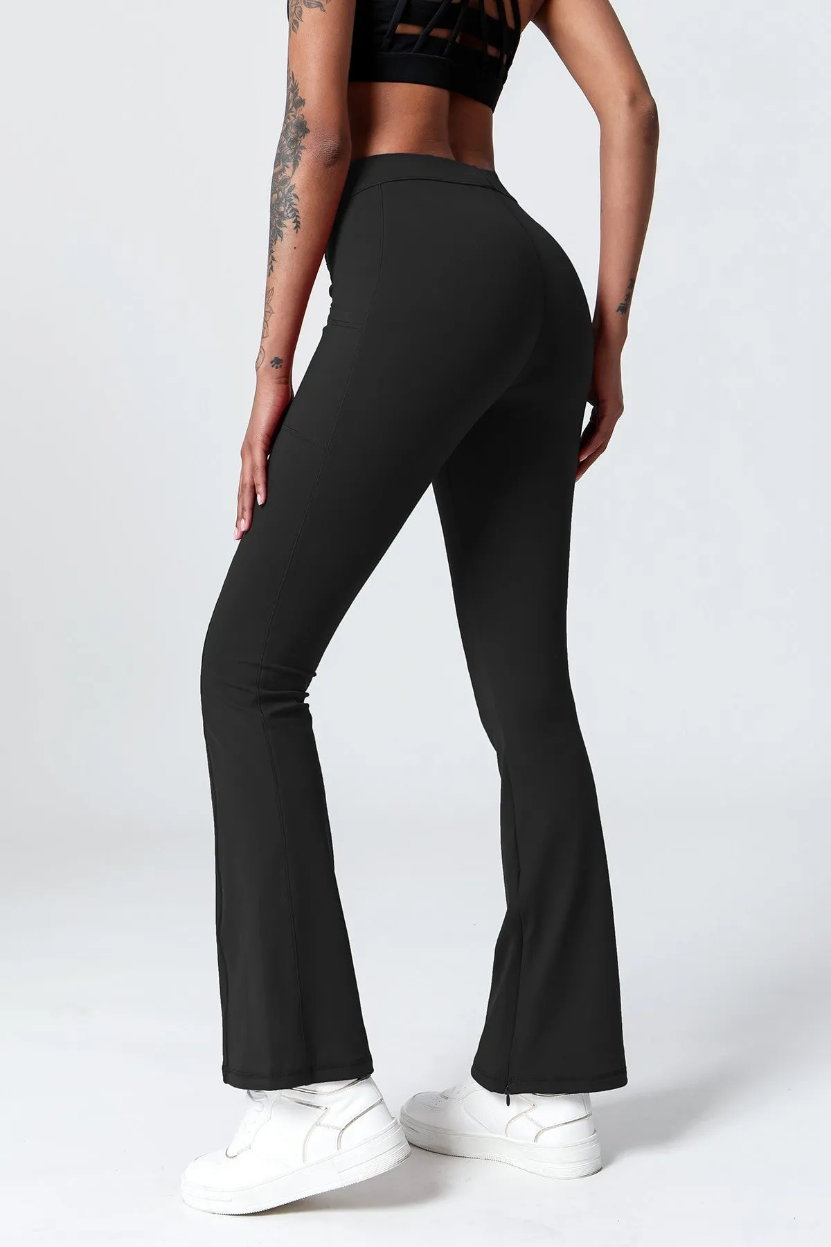 High-Waist Split Bootcut Leggings with Pockets