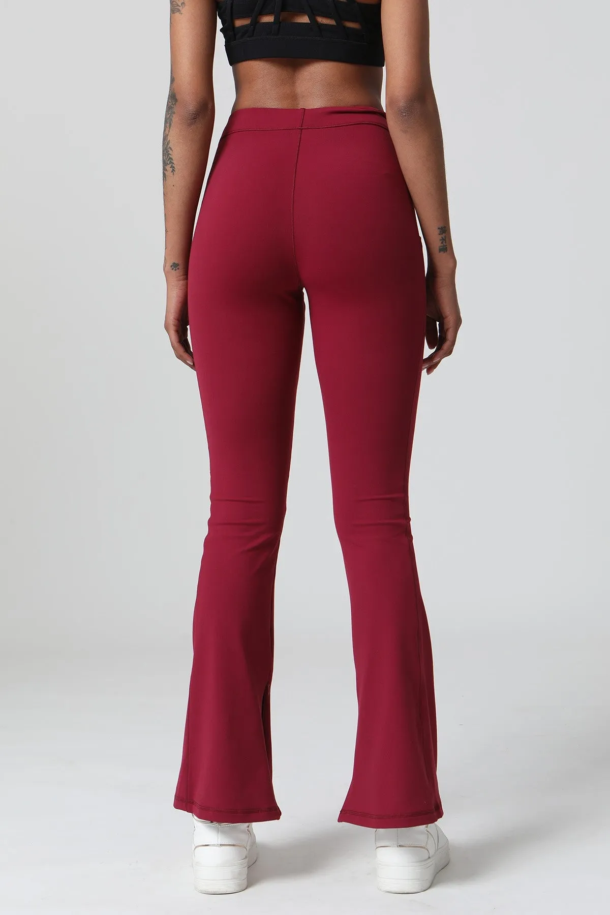 High-Waist Split Bootcut Leggings with Pockets