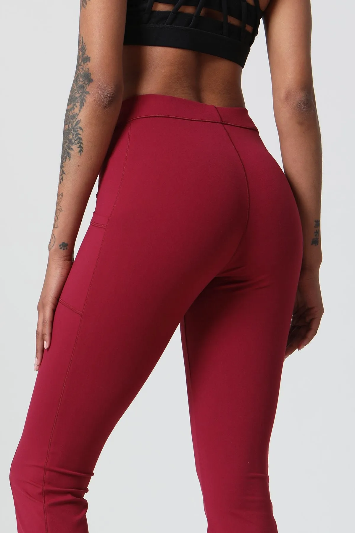High-Waist Split Bootcut Leggings with Pockets