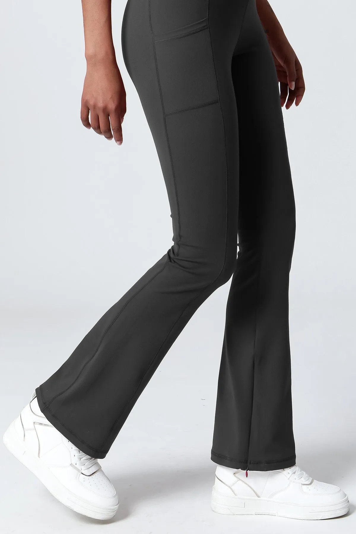 High-Waist Split Bootcut Leggings with Pockets