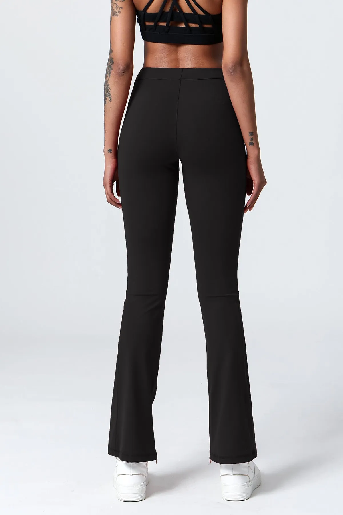 High-Waist Split Bootcut Leggings with Pockets