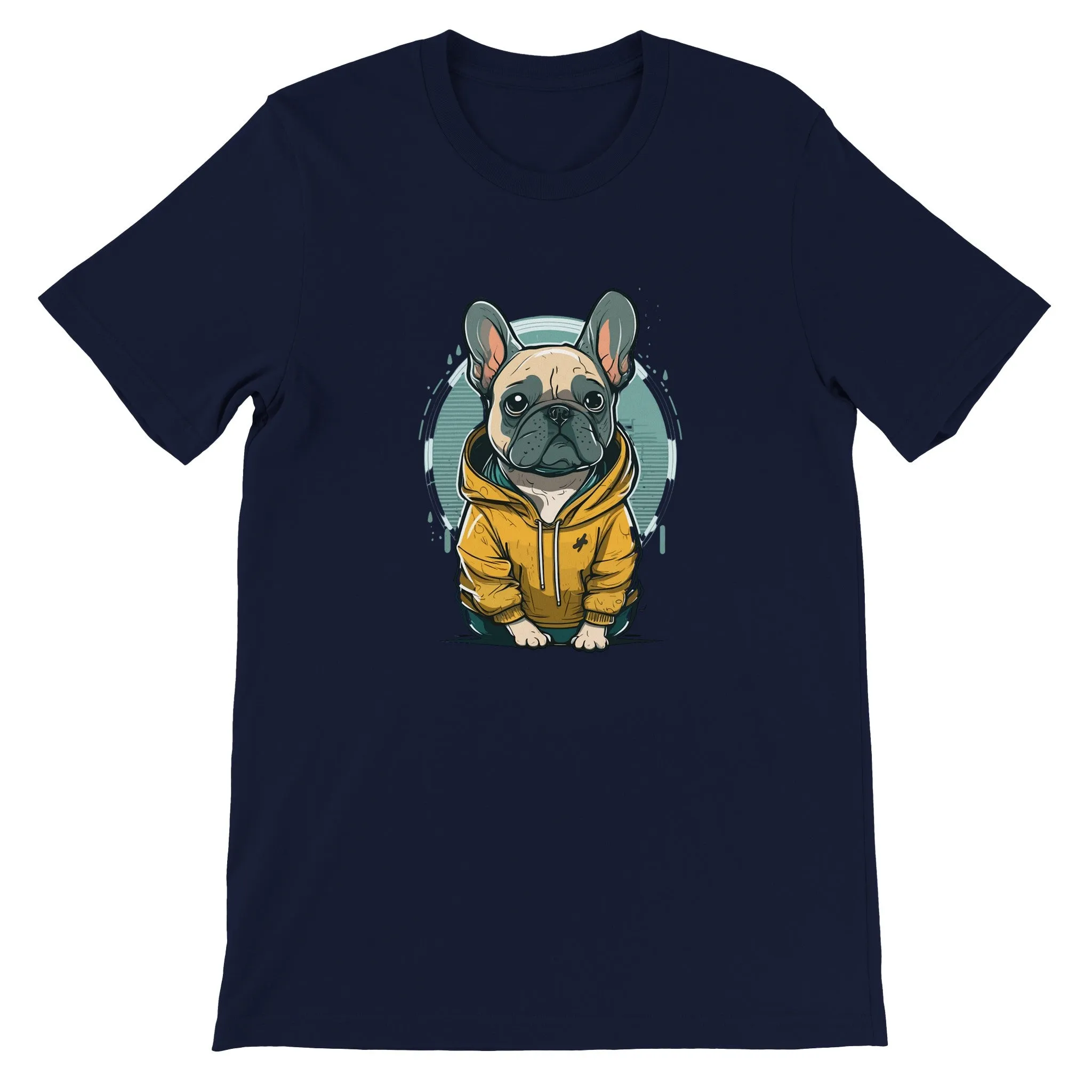 Hunde T-shirt - Fransk Bulldog Lys og Gul hoodie Artwork - Premium Unisex T-shirt