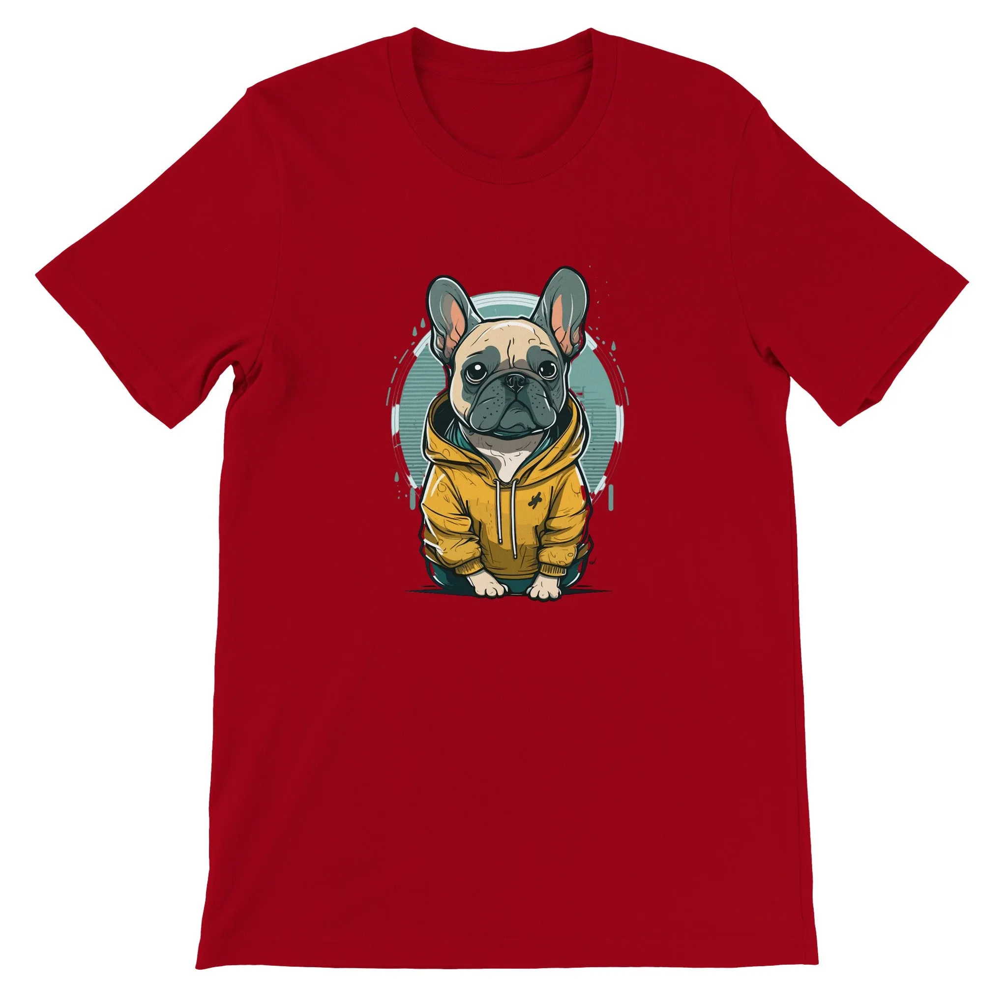 Hunde T-shirt - Fransk Bulldog Lys og Gul hoodie Artwork - Premium Unisex T-shirt