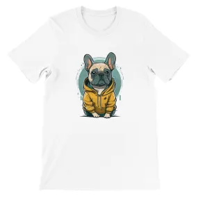 Hunde T-shirt - Fransk Bulldog Lys og Gul hoodie Artwork - Premium Unisex T-shirt
