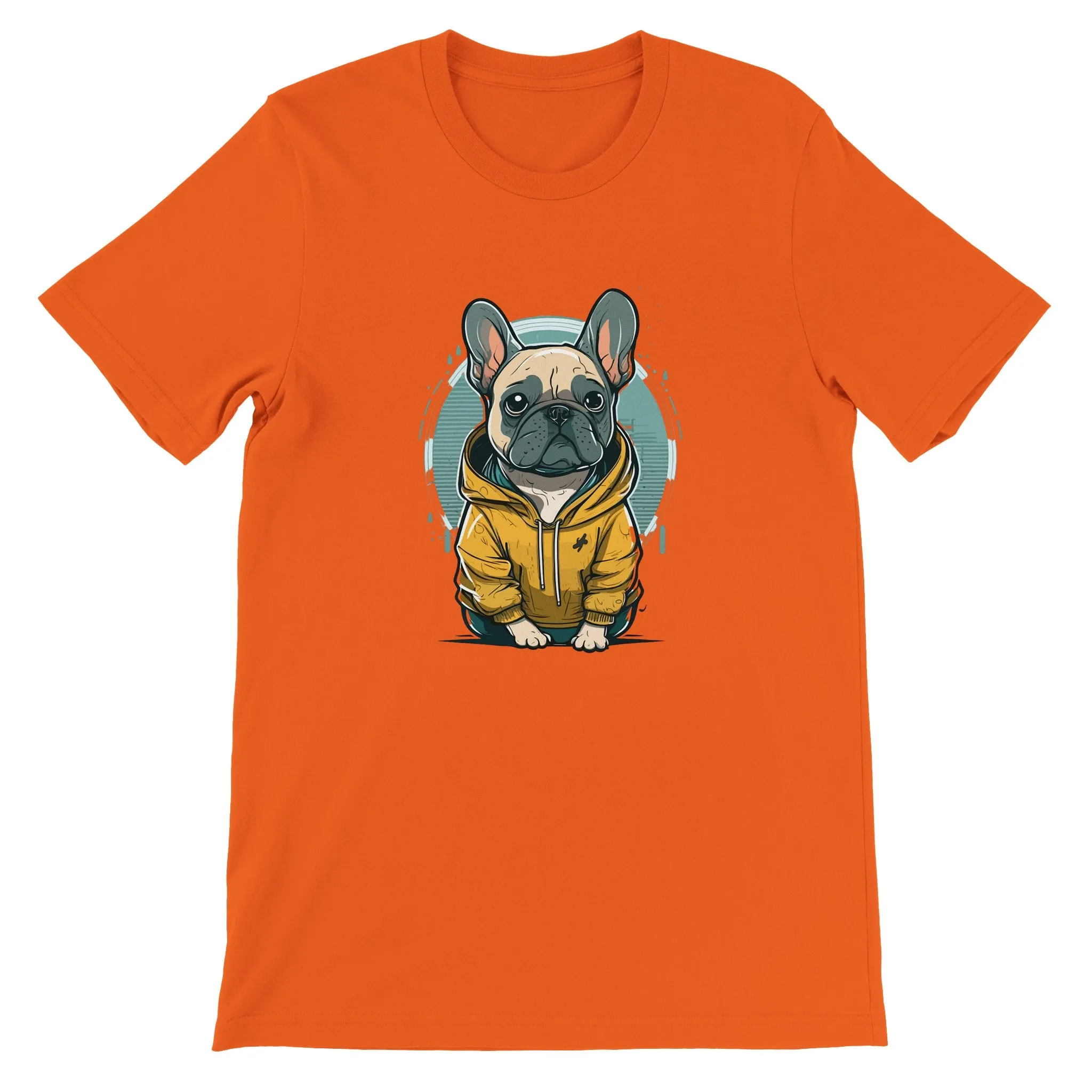 Hunde T-shirt - Fransk Bulldog Lys og Gul hoodie Artwork - Premium Unisex T-shirt