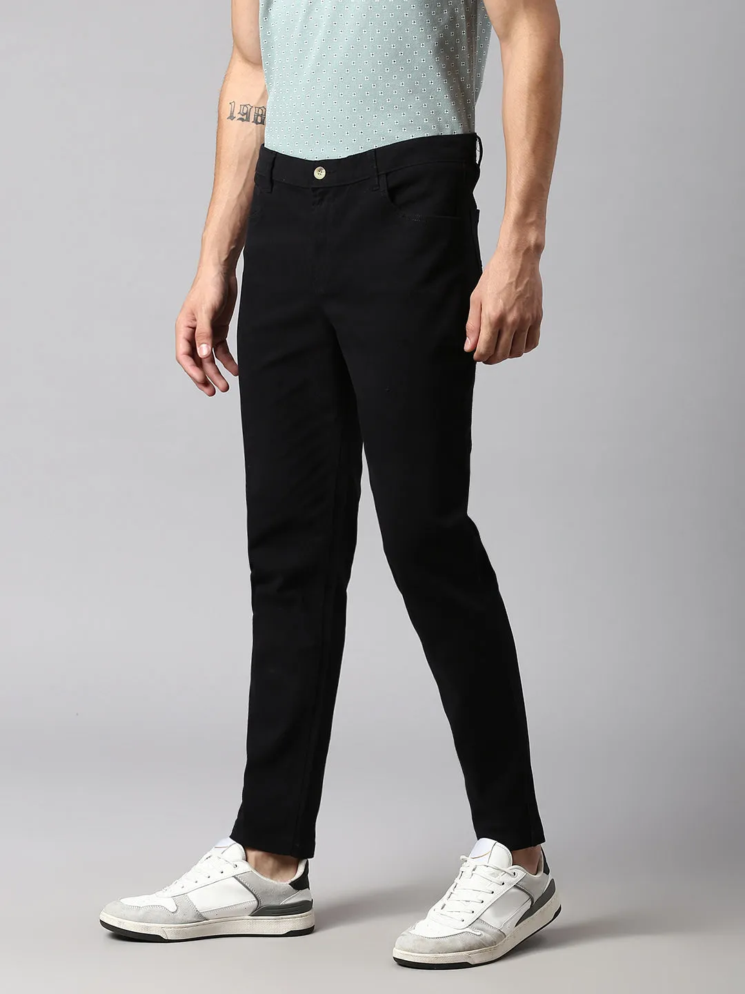 Men's Black Solid Chino