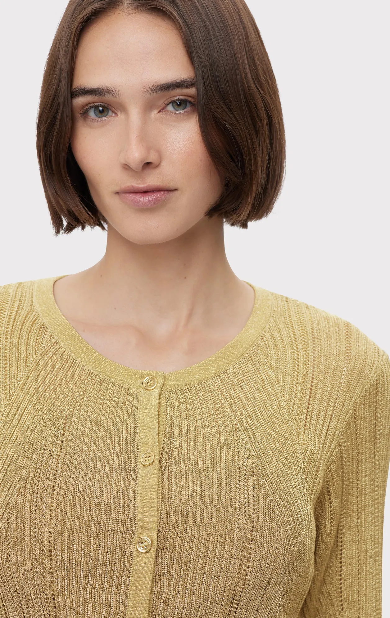 METALLIC CROPPED L/S CARDIGAN