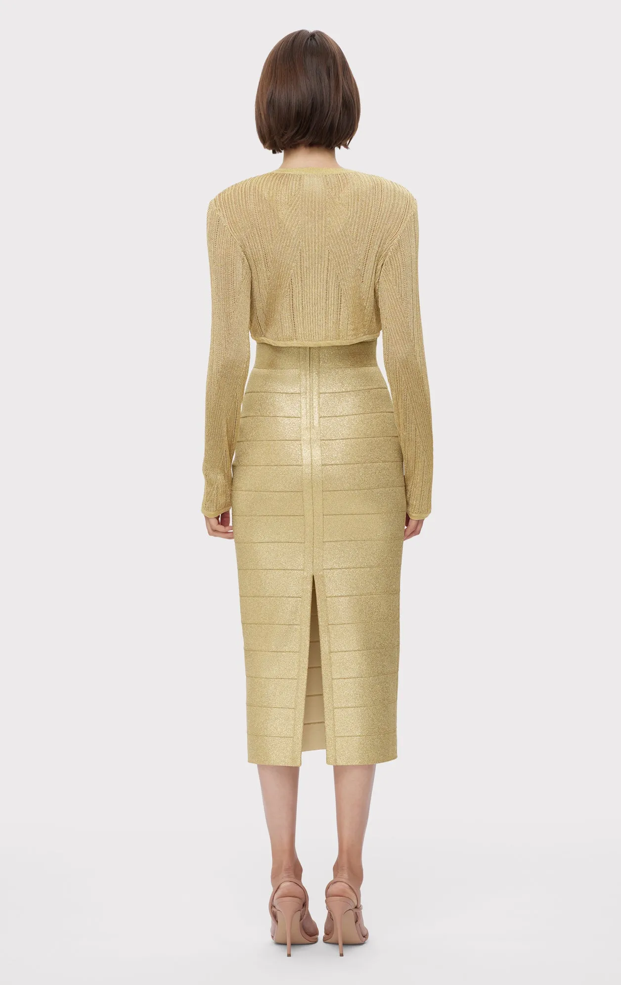 METALLIC CROPPED L/S CARDIGAN