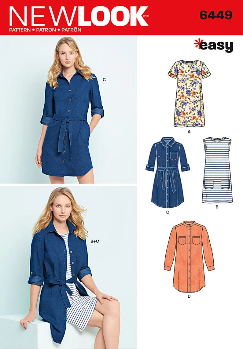 NL6449 Misses' Easy Shirt Dress and Knit Dress
