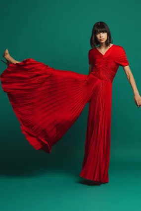 Pleated Flared Jumpsuit