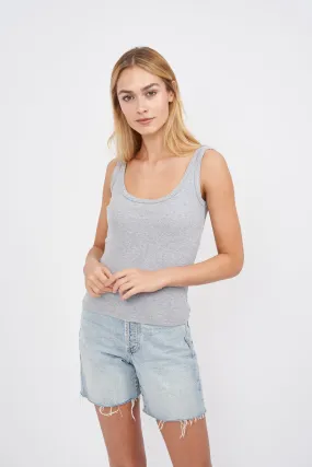 Pointelle Tank - Grey